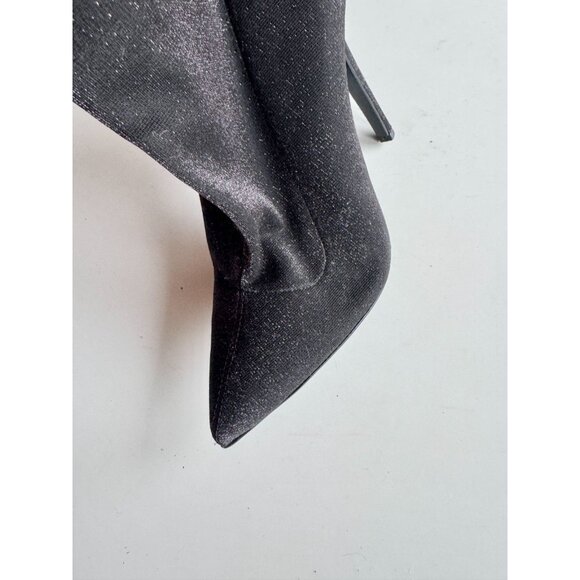 LIU JO Metallic Black Stretch Knit Mid Calf Pointed Toe Sock Boots, Size 40 - Picture 6 of 12